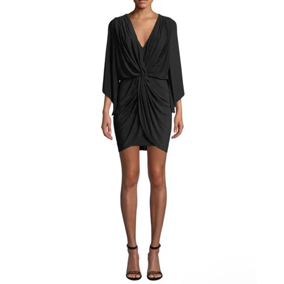 NWT Misa Los Angeles Teget Draped Black Cocktail Dress Size L - Picture 2 of 4